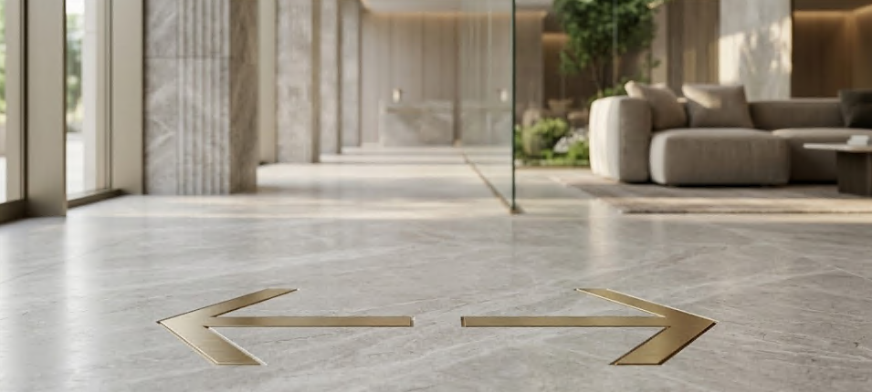 Two arrows pointing in opposite directions.